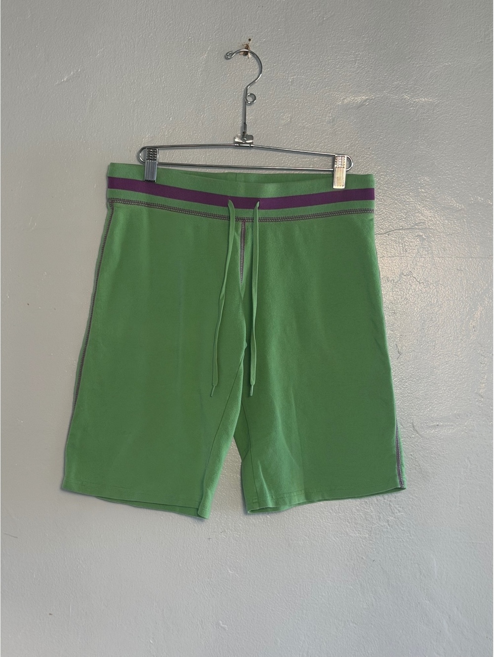 Xhilaration Green Drawstring Shorts with Purple Waistband, Size S